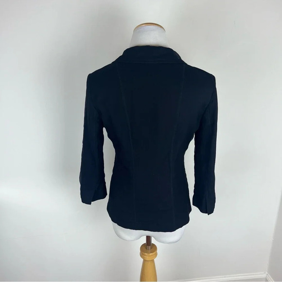 Eileen Fisher 100% Silk Black Button Front Blazer Jacket Size XS - Picture 2 of 5